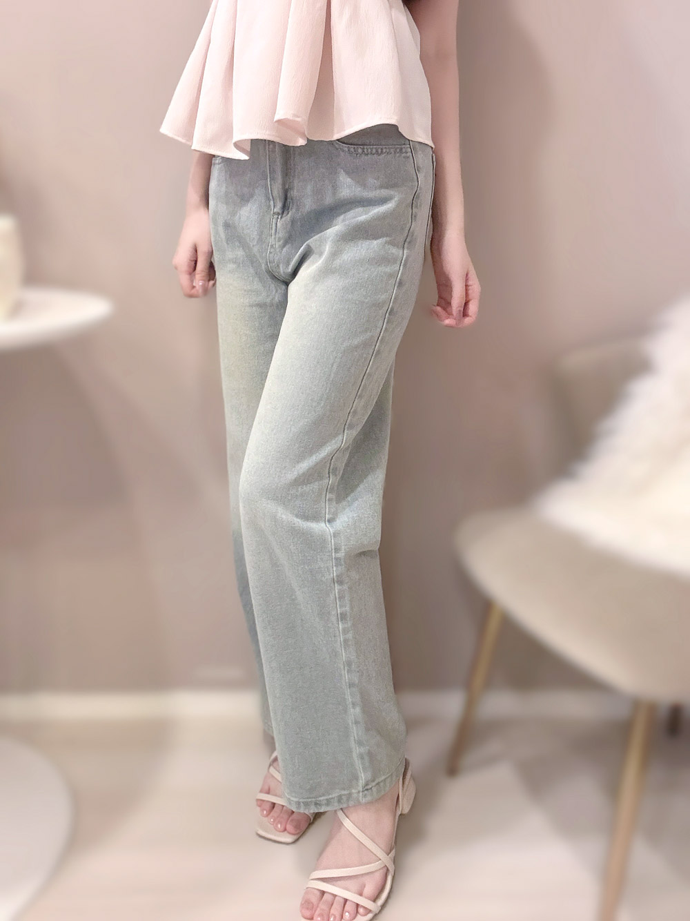 バックポケットリボン刺繍デニムパンツ | 詳細画像4