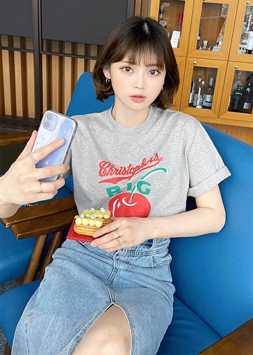 ラウンドネック半袖プリントTシャツ | SSENUNNI | 詳細画像1