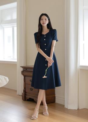 DHOLIC ワンピース 膝丈 ネイビー Sサイズ 小さいサイズ ティアードワンピース 低身長さん・小柄女性 通販