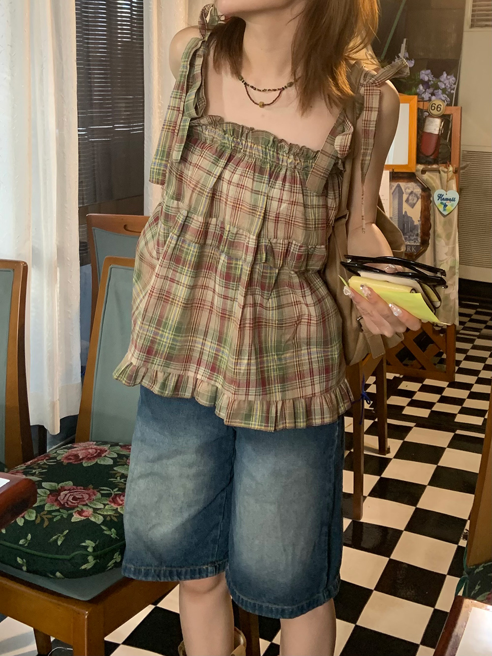 リボンゴムチェックキャミソール | 詳細画像7