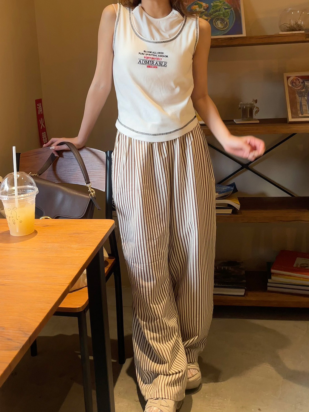 ドロストリンクルストライプワイドパンツ | 詳細画像8