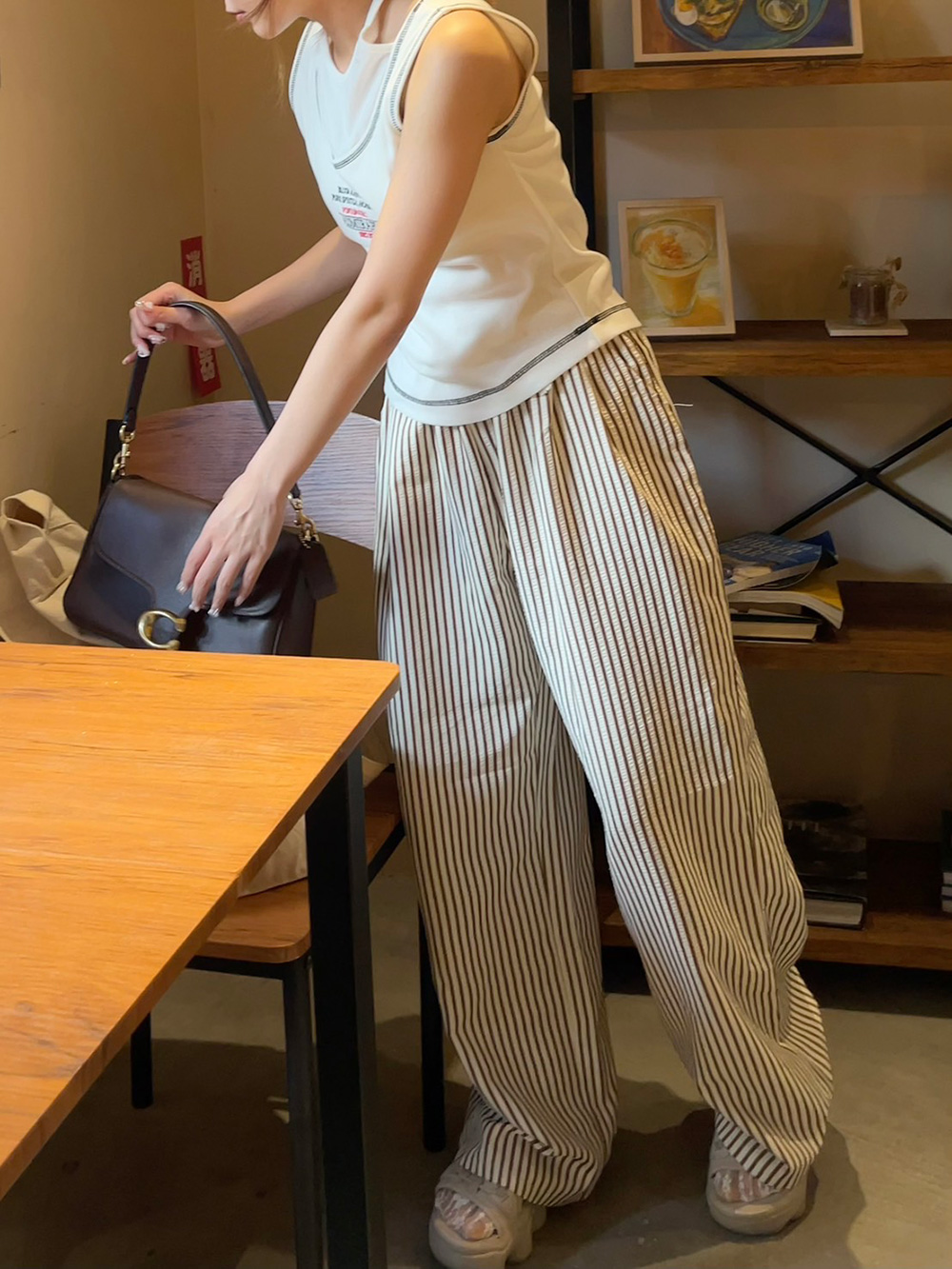 ドロストリンクルストライプワイドパンツ | 詳細画像9