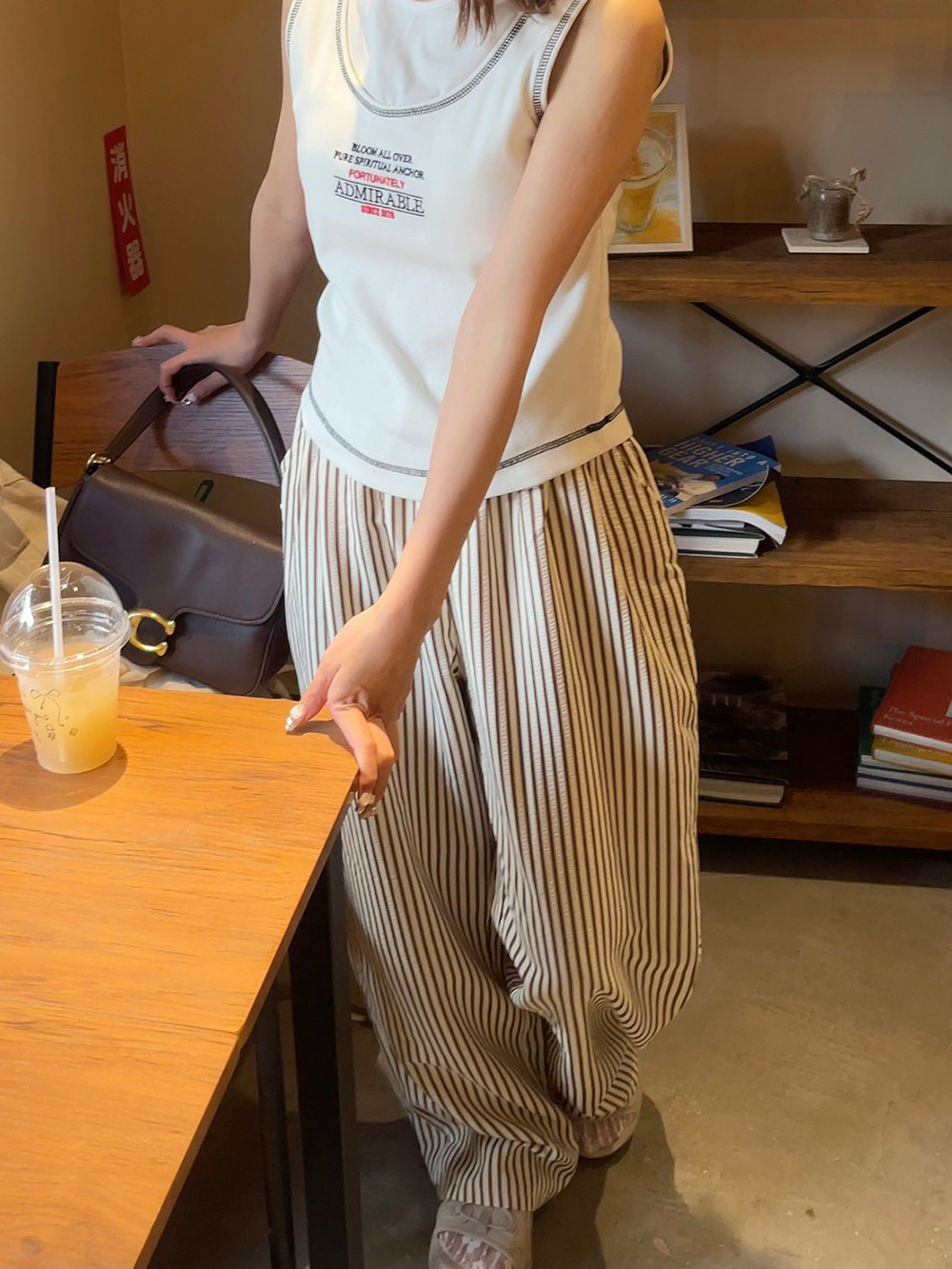 ドロストリンクルストライプワイドパンツ | 詳細画像10