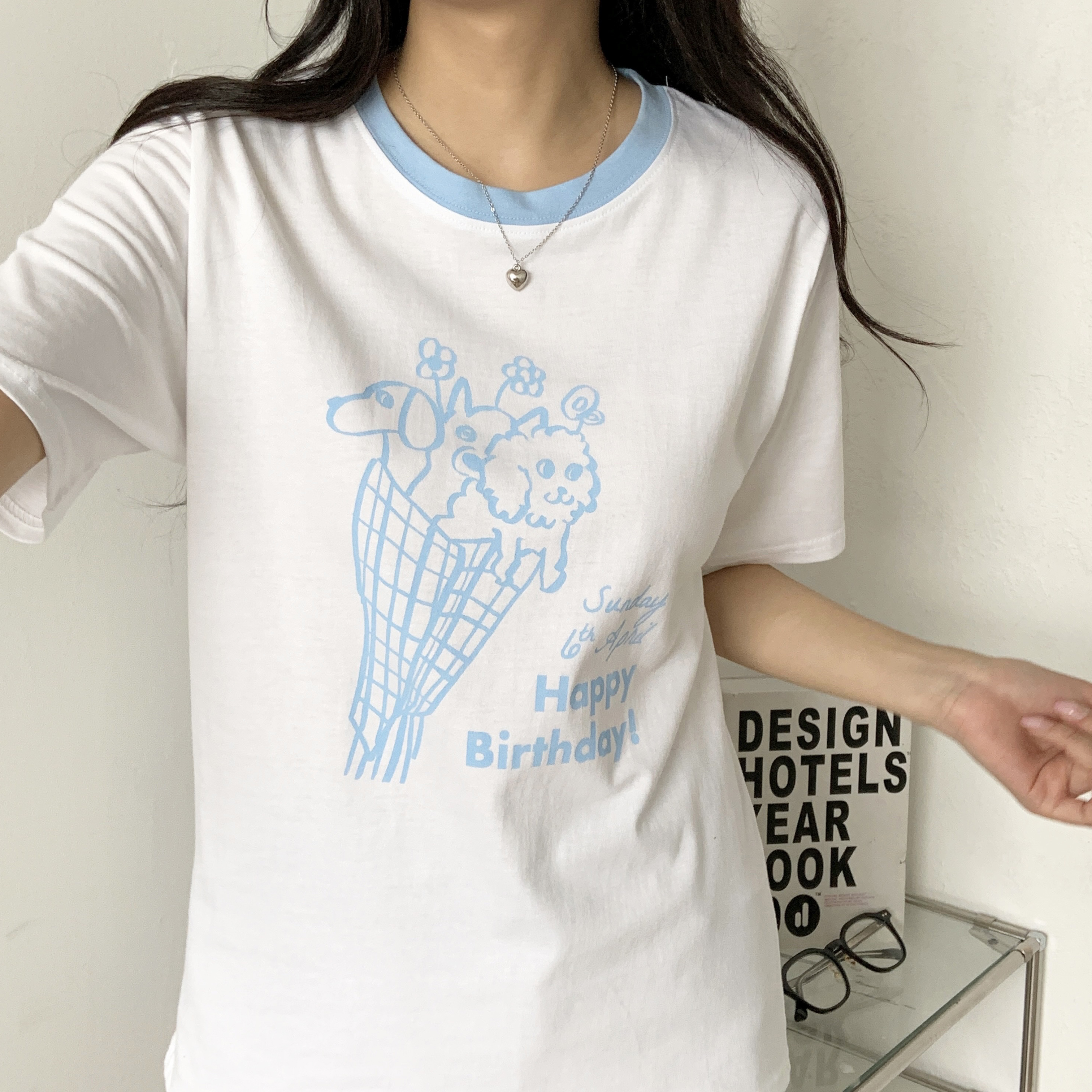 ラウンドネック半袖ロゴ配色Tシャツ | 詳細画像5