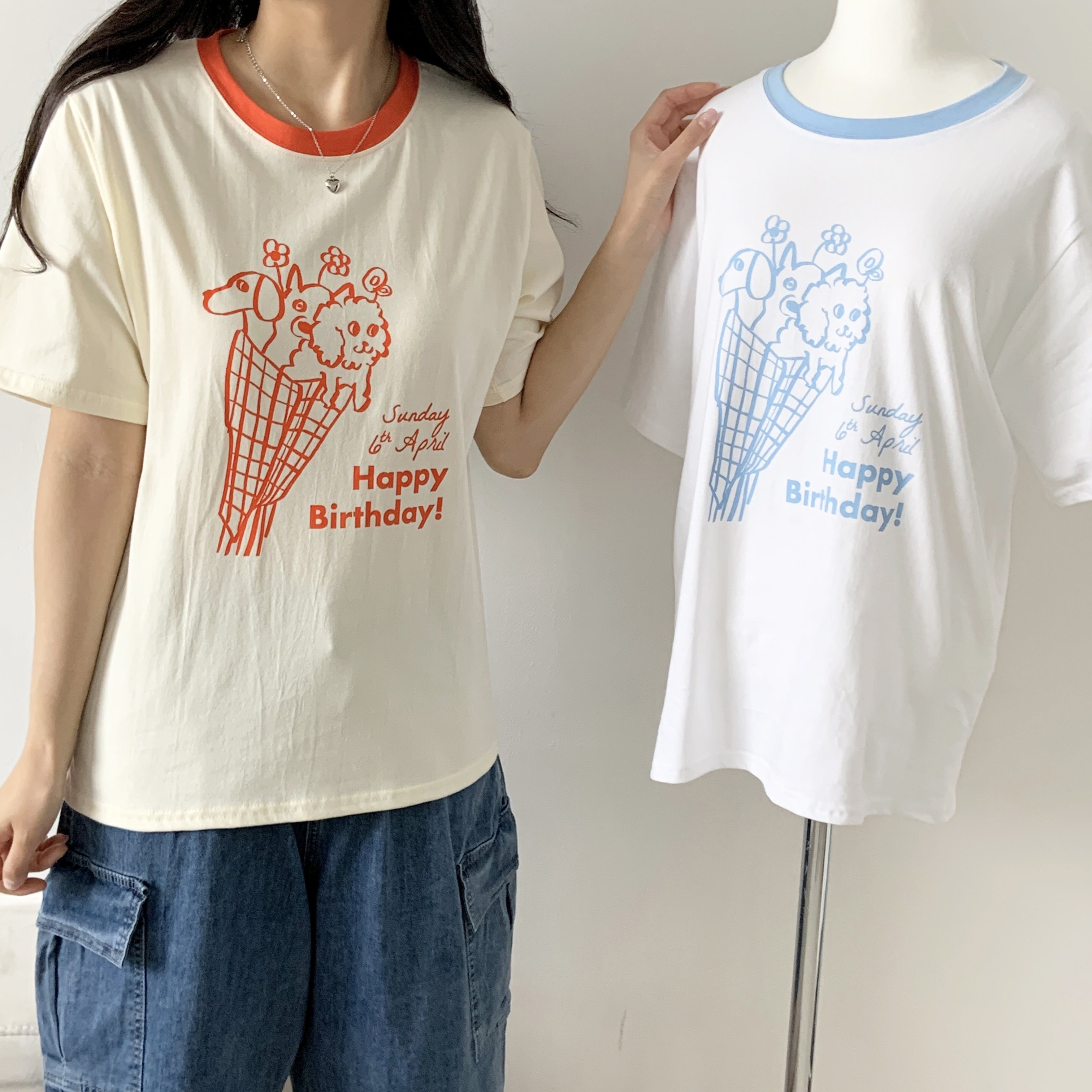 ラウンドネック半袖ロゴ配色Tシャツ | 詳細画像6