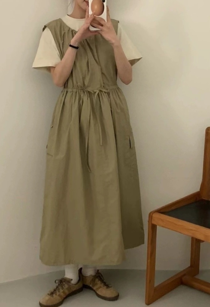 ドローストリングカーゴロングノースリワンピース | 詳細画像4