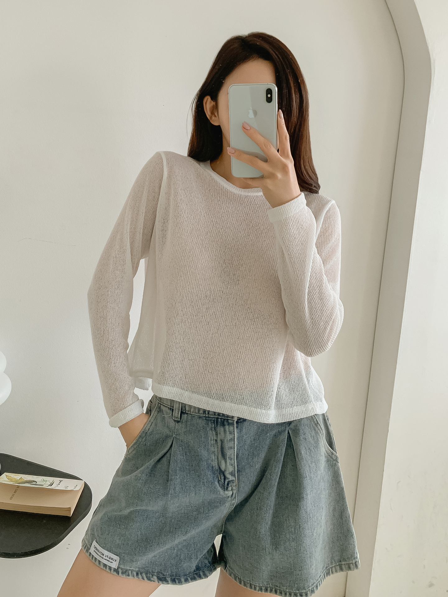 シースルーラウンドネックルーズ長袖Tシャツ | 詳細画像19