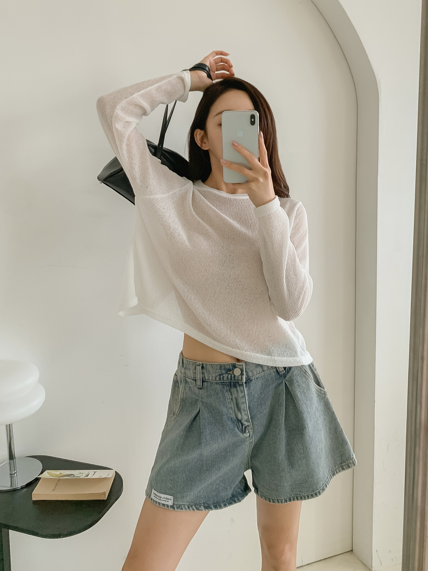 シースルーラウンドネックルーズ長袖Tシャツ | 詳細画像20