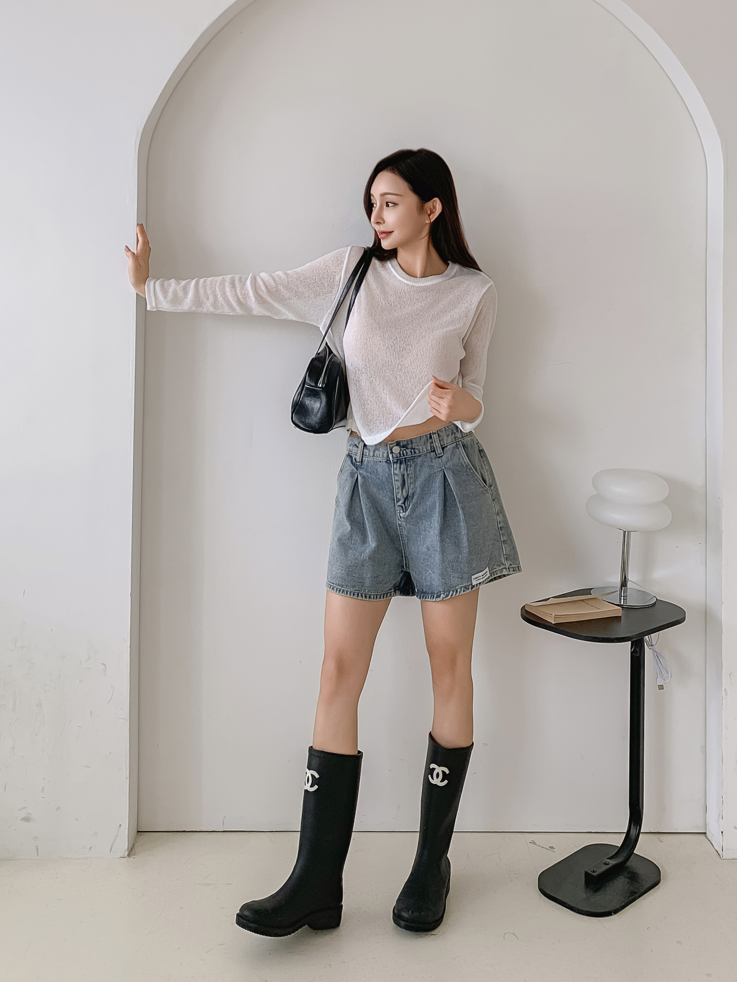 シースルーラウンドネックルーズ長袖Tシャツ | 詳細画像22