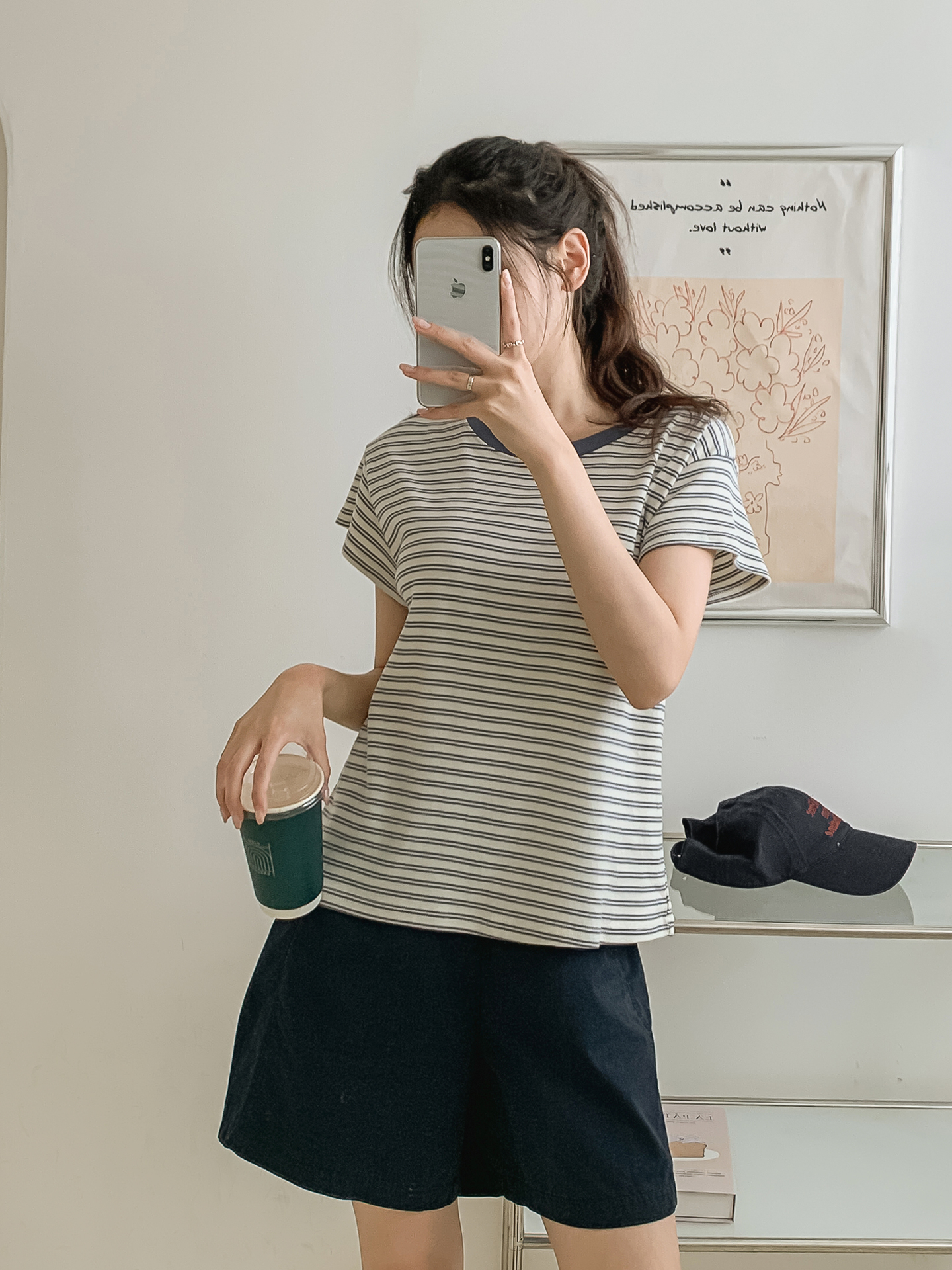 ラウンドネック半袖ボーダー配色Tシャツ | 詳細画像31
