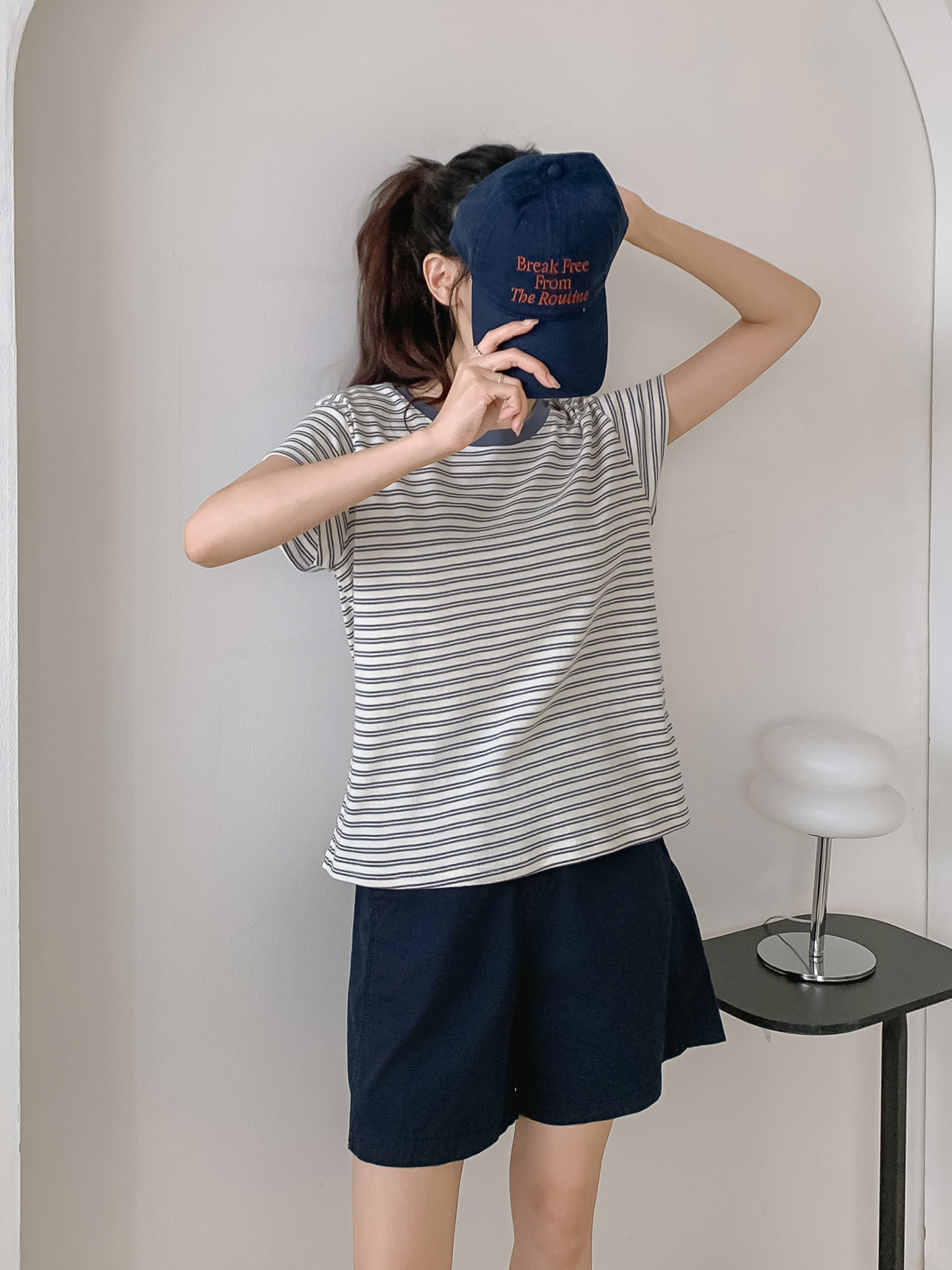 ラウンドネック半袖ボーダー配色Tシャツ | 詳細画像20