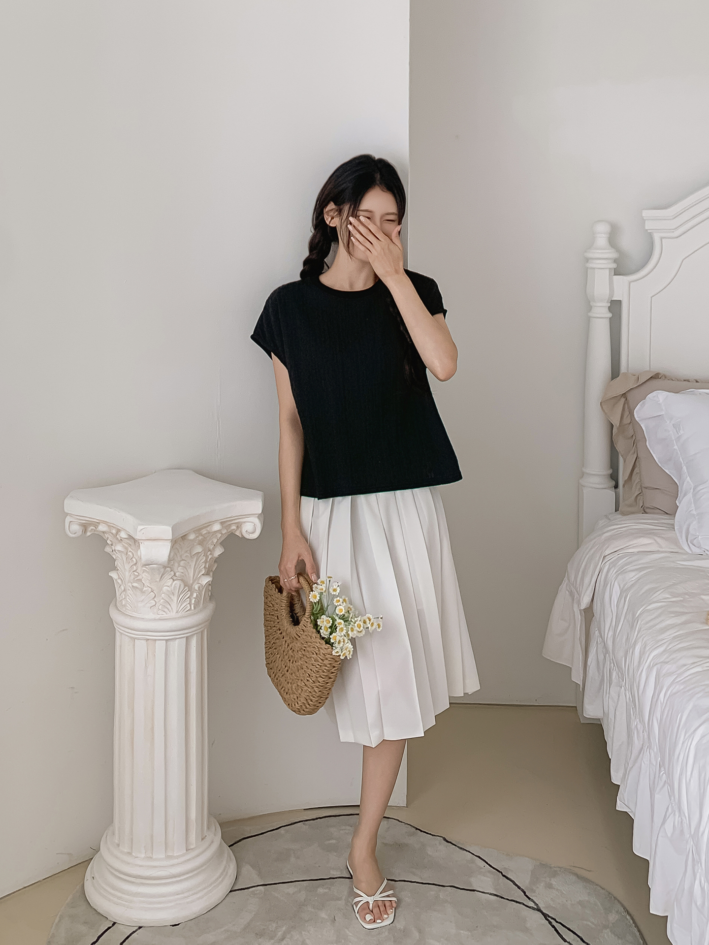 シースルーラウンドネック半袖配色Tシャツ | 詳細画像23