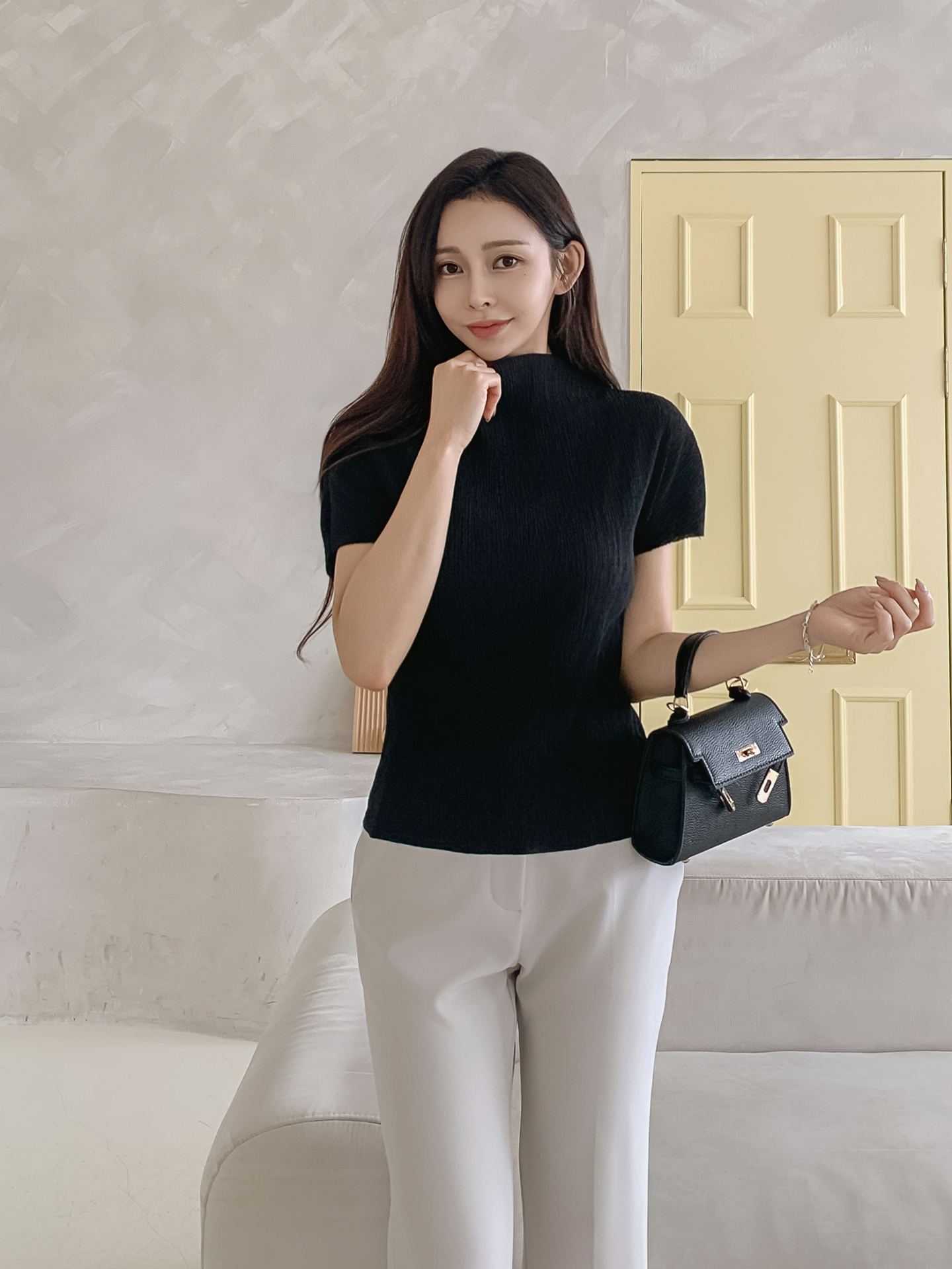 ハーフネックリンクルスリム半袖Tシャツ | 詳細画像10