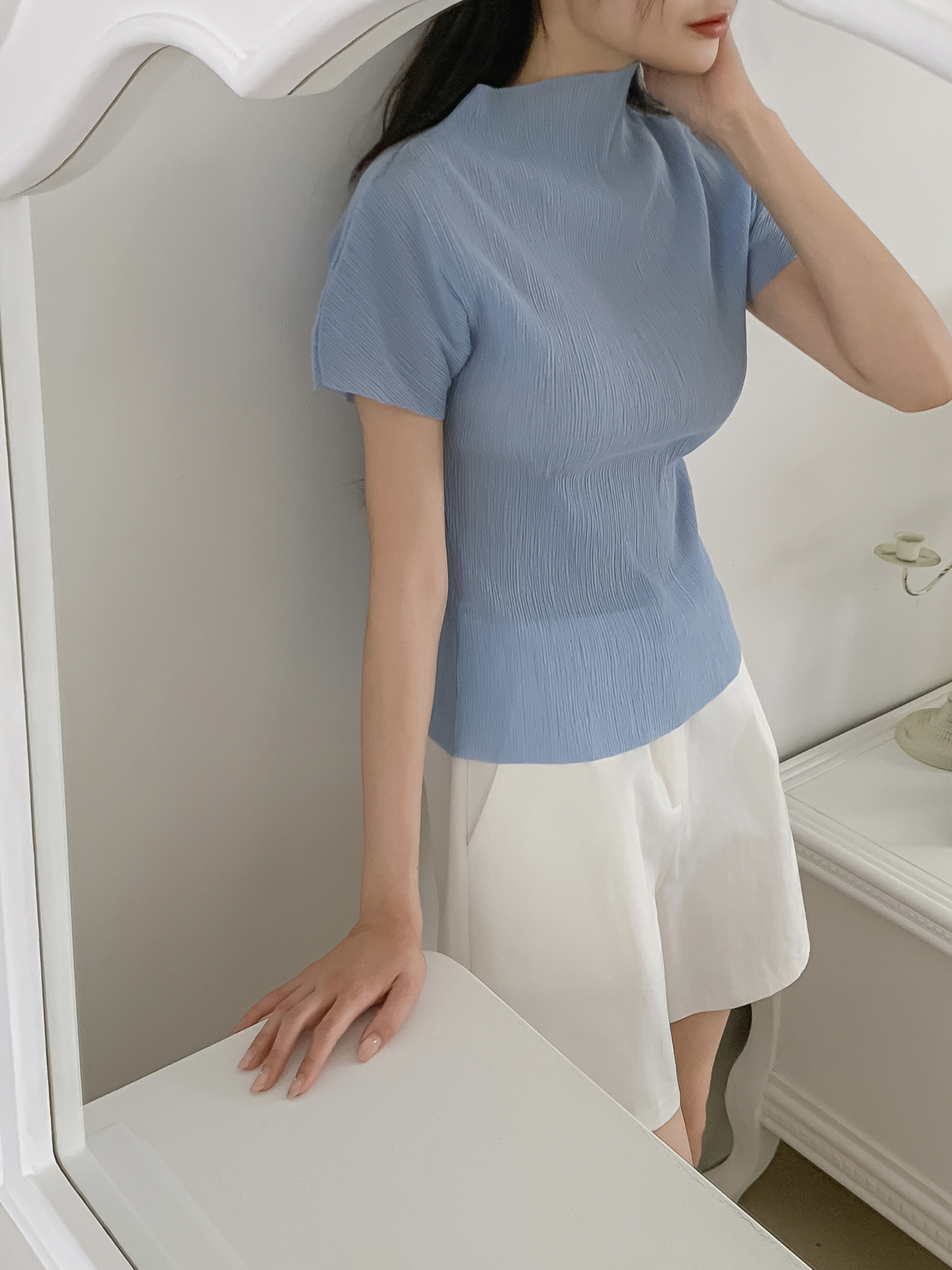ハーフネックリンクルスリム半袖Tシャツ | 詳細画像15