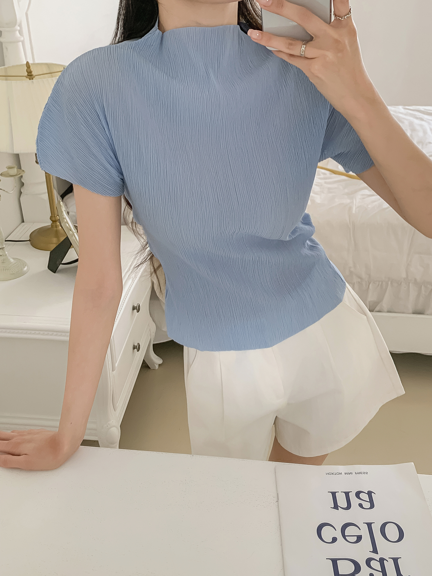 ハーフネックリンクルスリム半袖Tシャツ | 詳細画像23