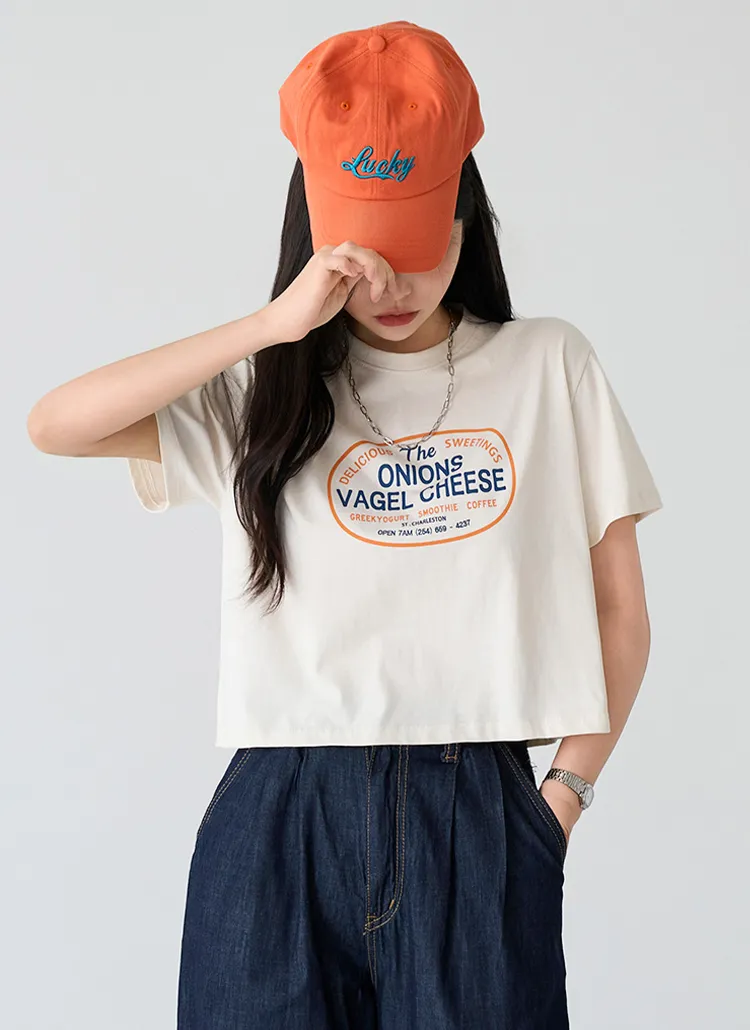 クロップドラウンドネックプリントTシャツ | pippin | 詳細画像1