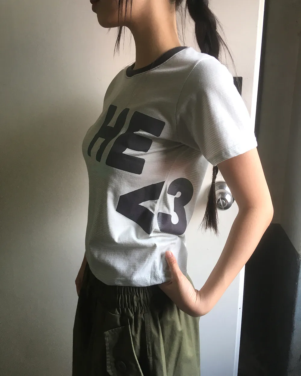 ラウンドネック半袖ボーダープリントTシャツ | WONDERWONDER | 詳細画像1