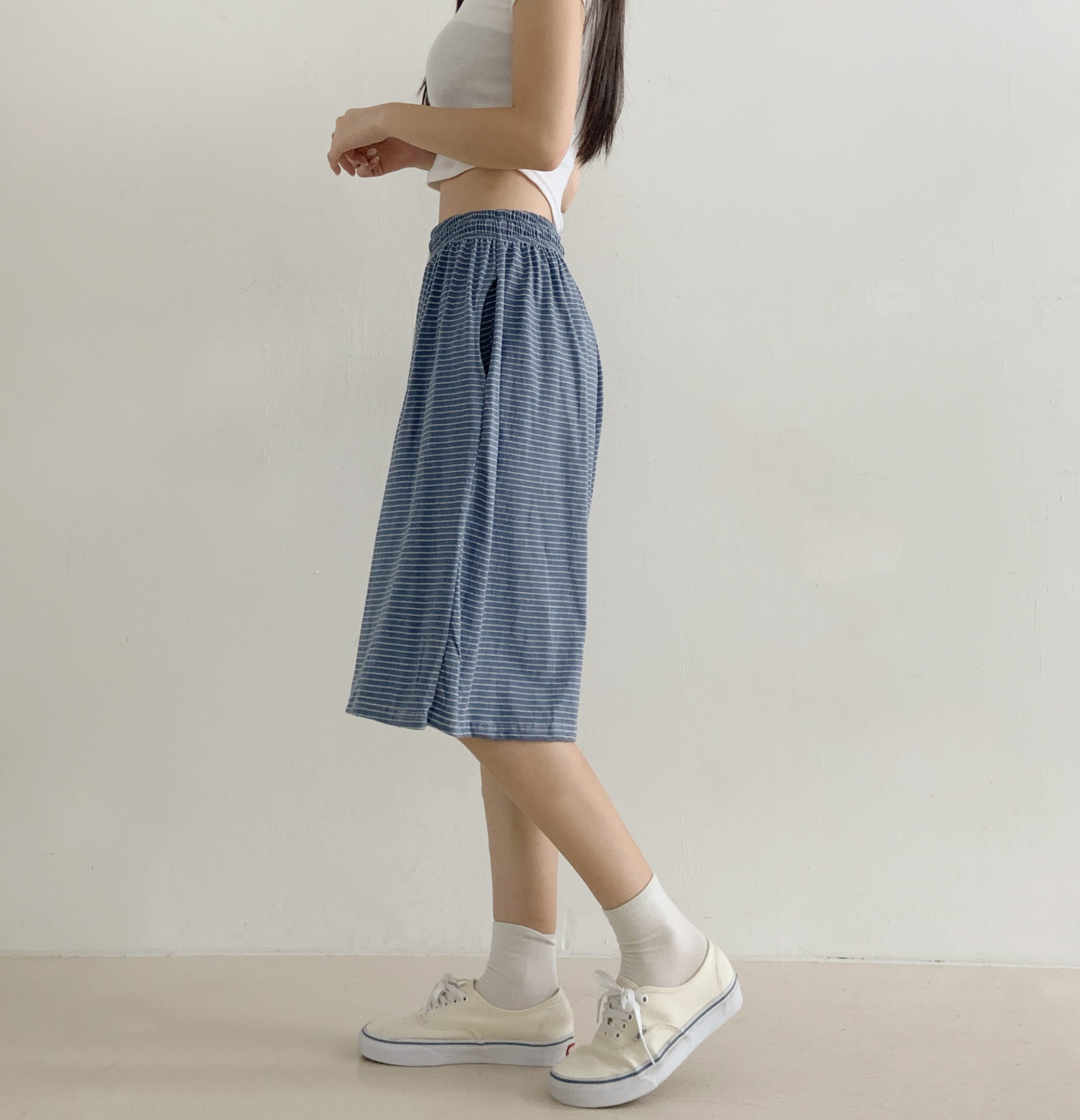 ウエストゴムバミューダボーダーショートパンツ | 詳細画像7