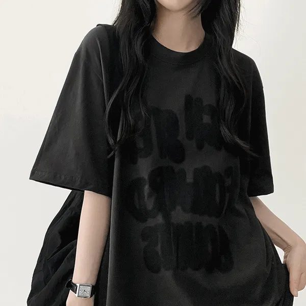 ラウンドネック半袖ボクシープリントTシャツ | hijjoo | 詳細画像1