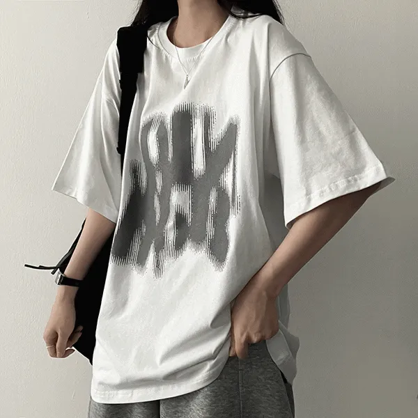 オーバーサイズ半袖プリントカラーTシャツ | hijjoo | 詳細画像1