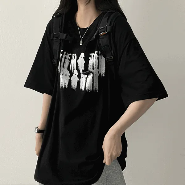 ボクシーラウンドネック半袖プリントTシャツ | hijjoo | 詳細画像1