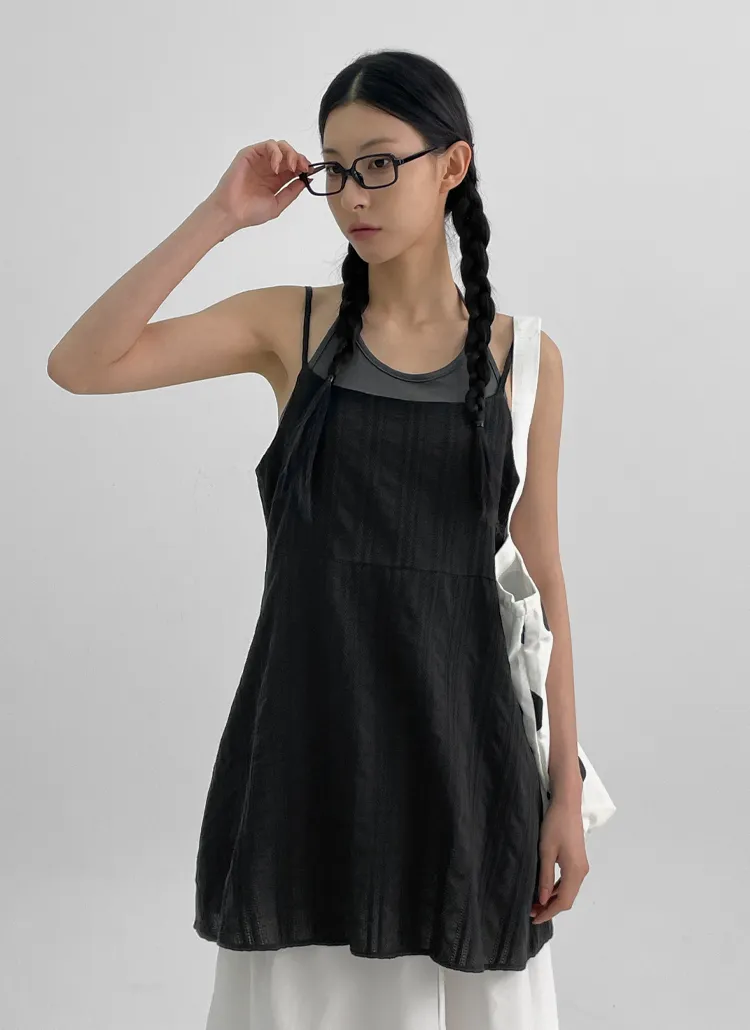 ミニレイヤードバックレスドローストリングノースリワンピース | blackup | 詳細画像1