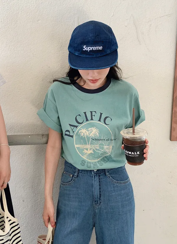 ラウンドネックプリントTシャツ | 66girls | 詳細画像1