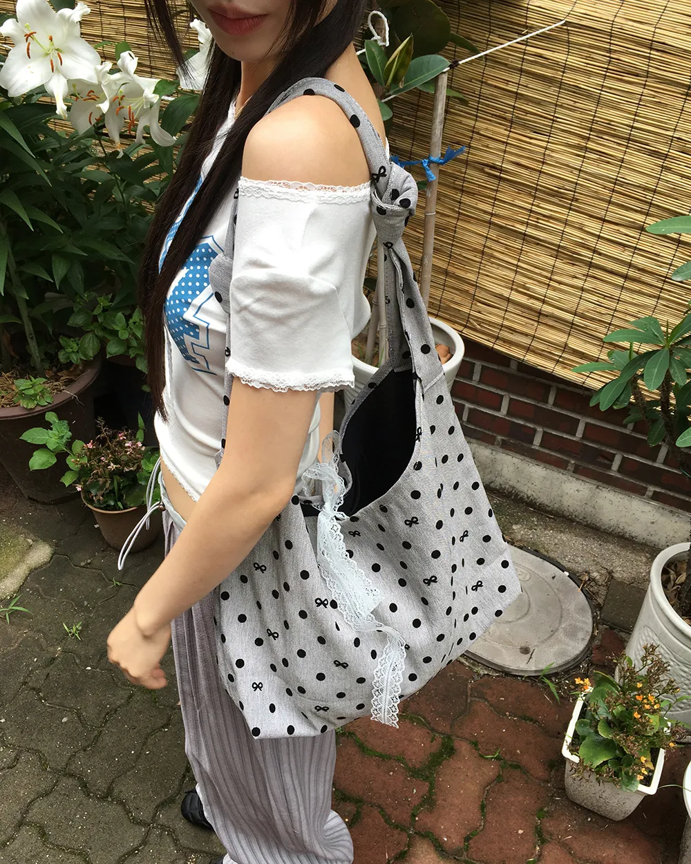 ビッグリボン柄ドットトートバッグ | WONDERWONDER | 詳細画像1