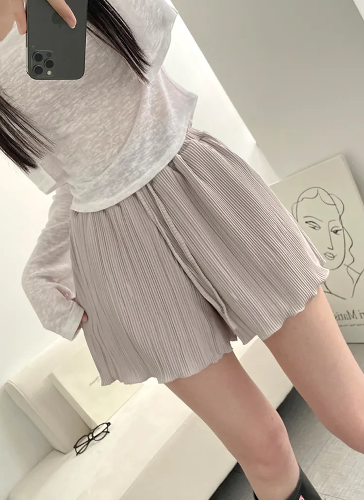 ドローストリングプリーツゴムショートパンツ | lilisense | 詳細画像1