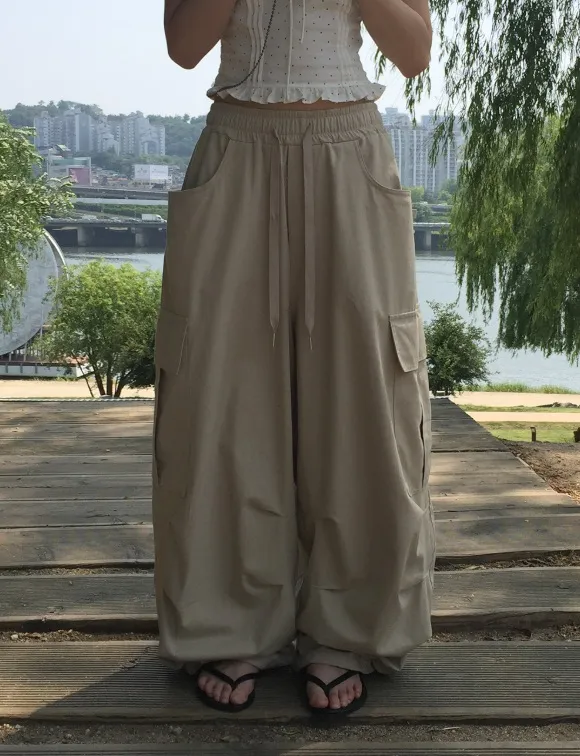 ワイドウエストゴムカーゴバルーンドローストリングパンツ | MODIMOOD | 詳細画像1