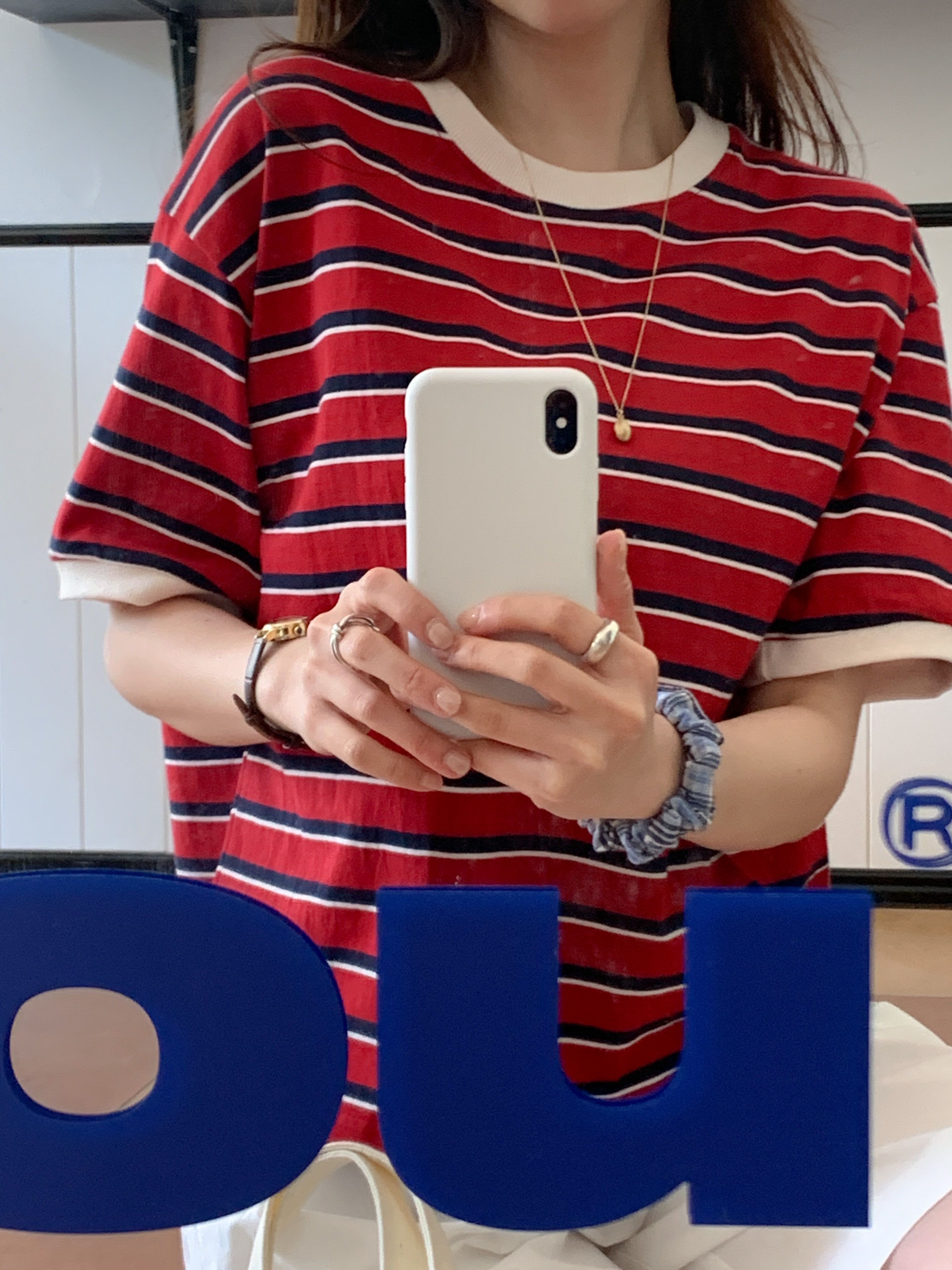 ラウンドネック半袖ボーダーTシャツ | 詳細画像4
