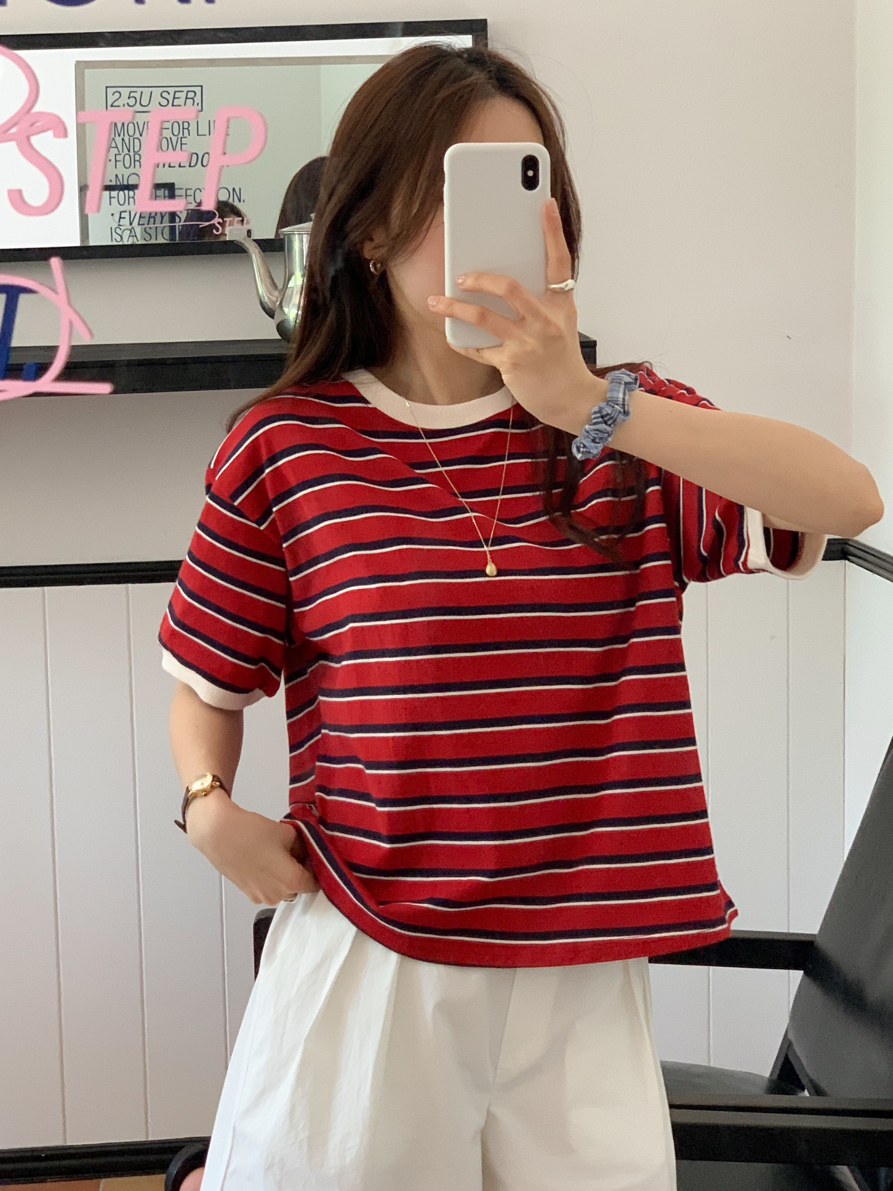 ラウンドネック半袖ボーダーTシャツ | 詳細画像14