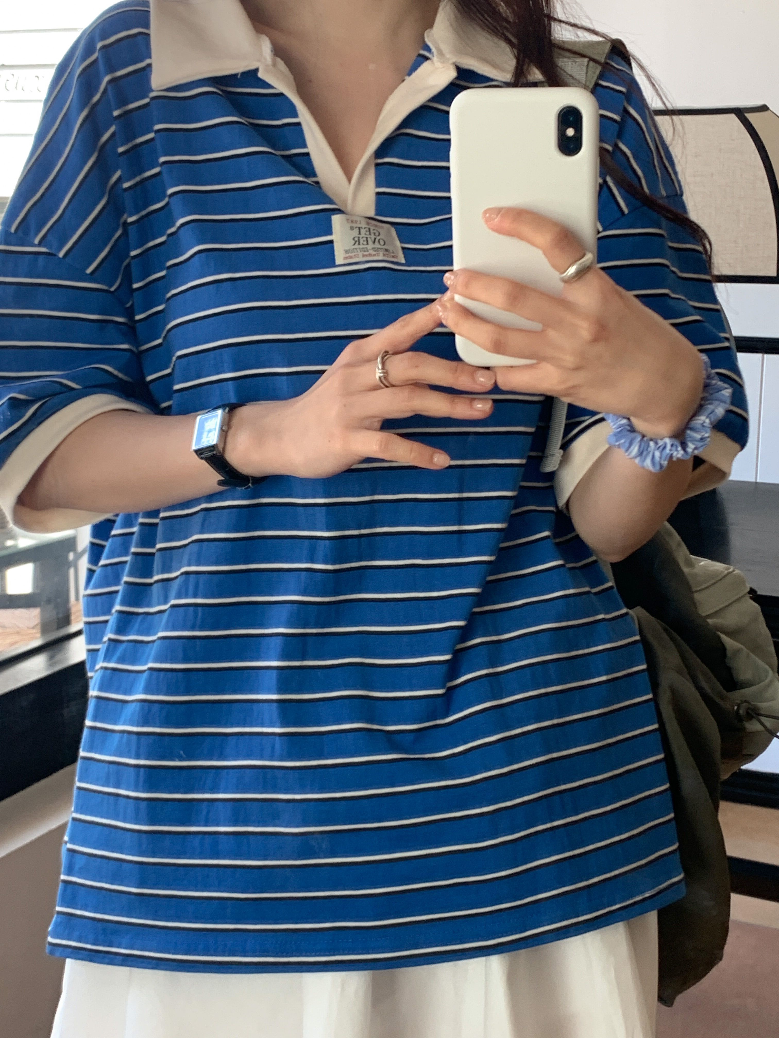 カラーオーバーサイズ半袖ボーダーTシャツ | 詳細画像3