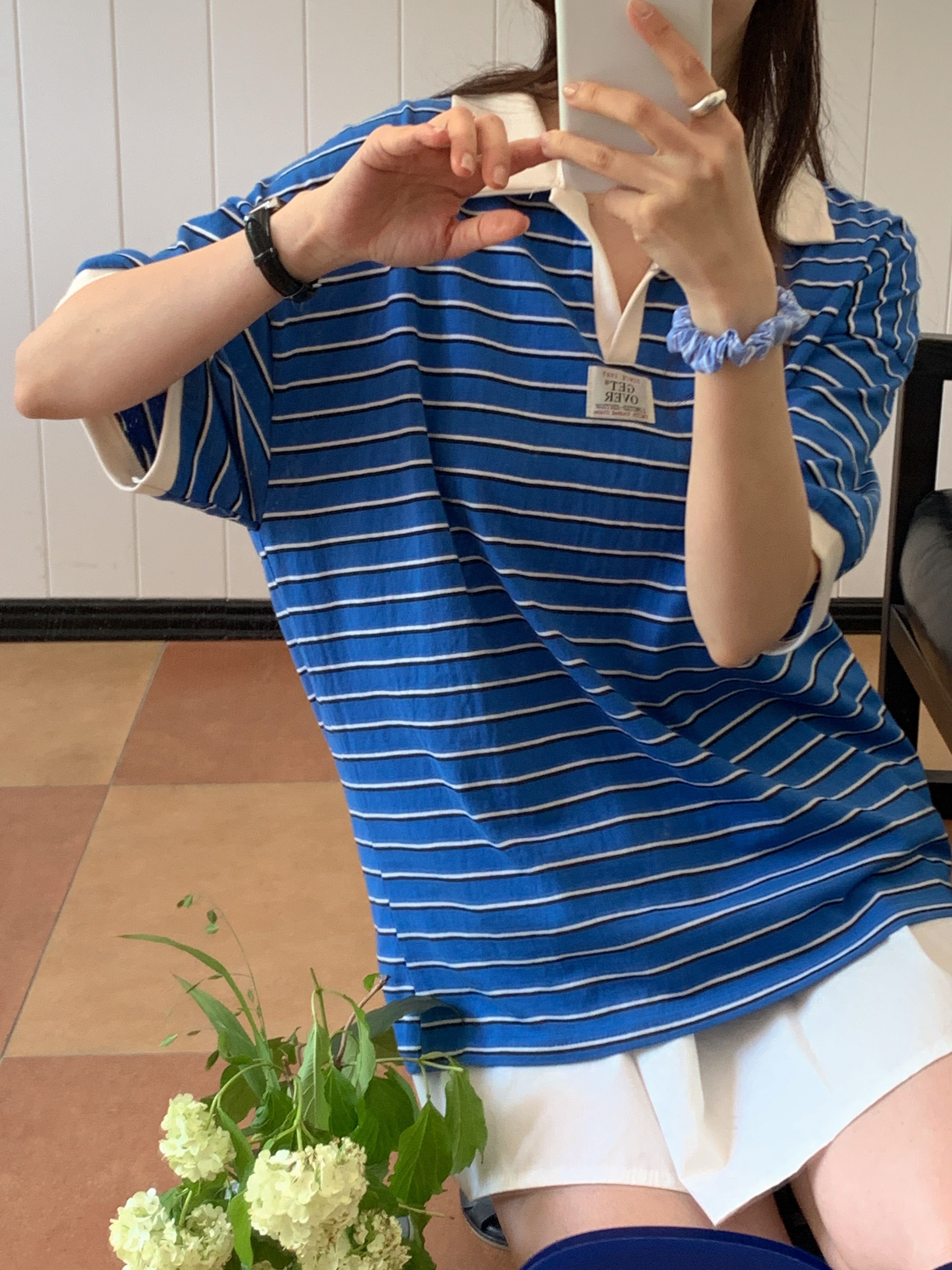 カラーオーバーサイズ半袖ボーダーTシャツ | 詳細画像4