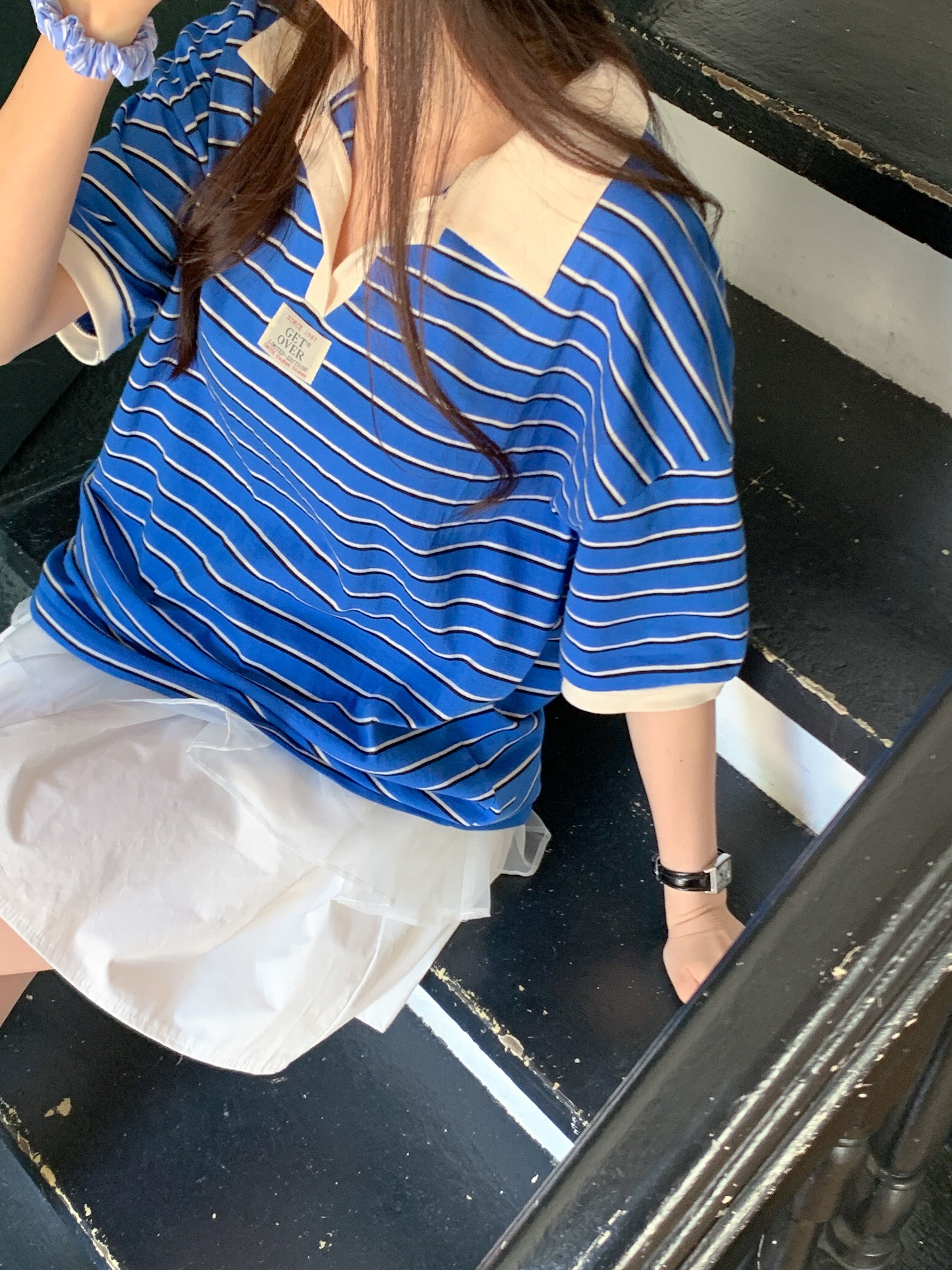カラーオーバーサイズ半袖ボーダーTシャツ | 詳細画像5