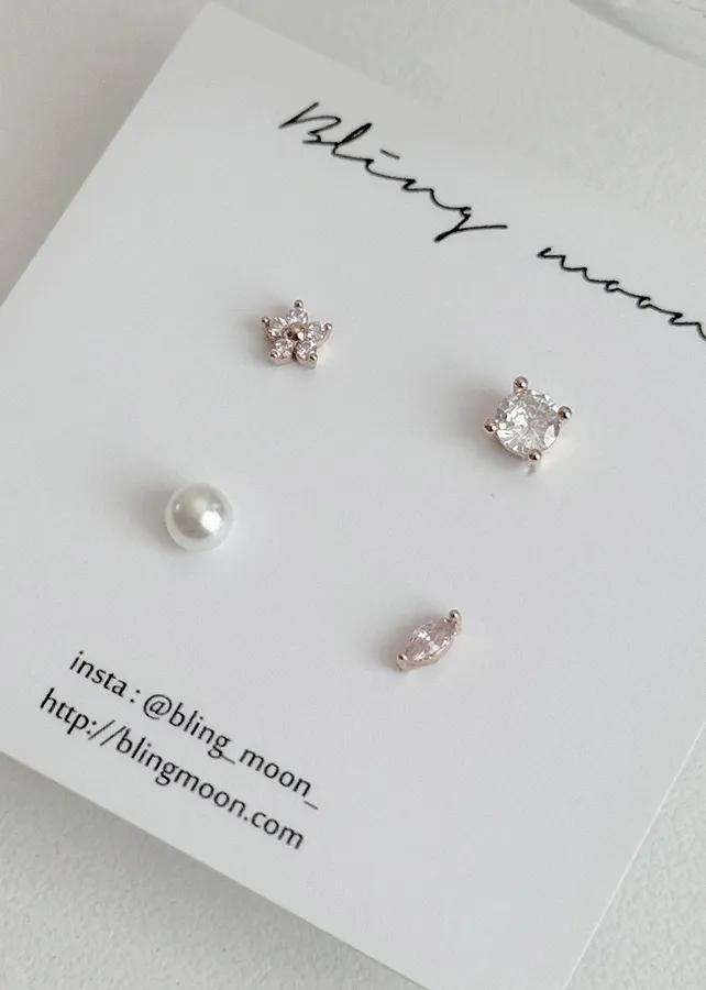 キュービックエコパールシルバーピアス | blingmoon | 詳細画像1