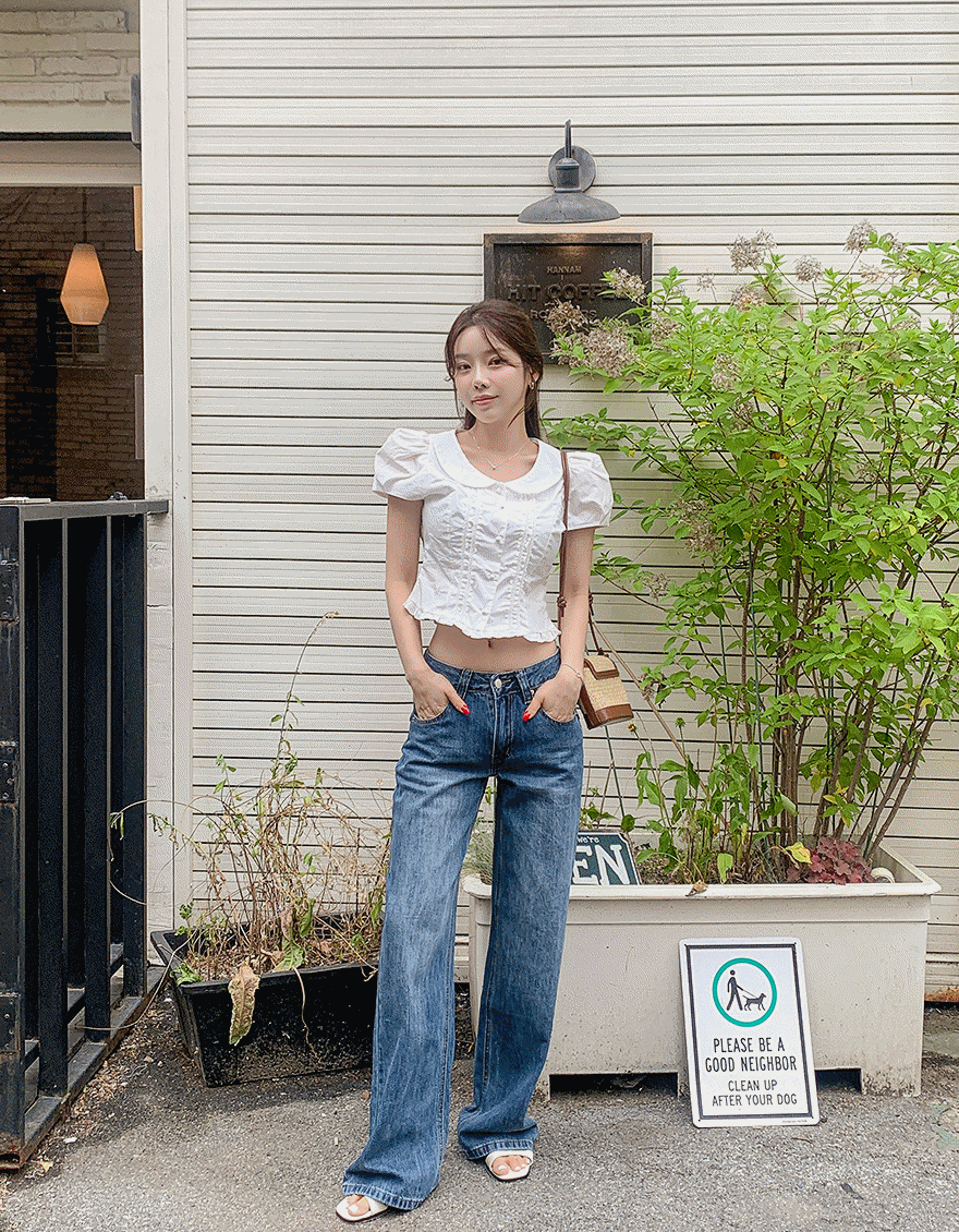 ウォッシングローライズストレートワイドデニムパンツ | レディース