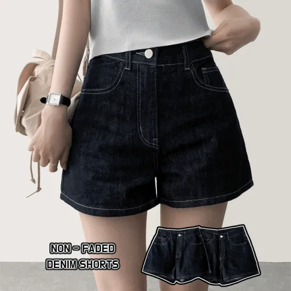 ノンフェードノンウォッシュステッチショートデニムパンツ | hijjoo | 詳細画像1