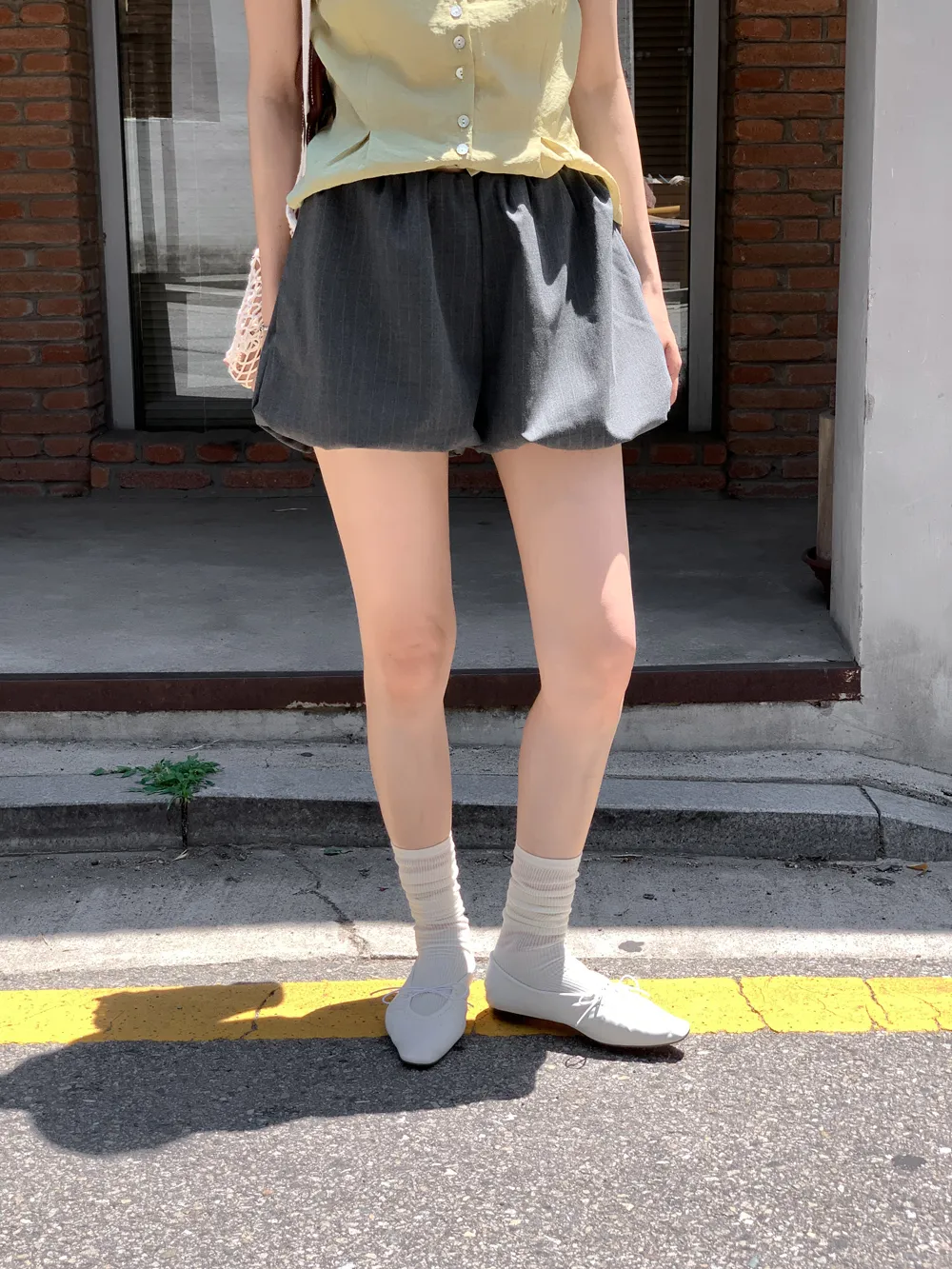 ウエストゴムショートバルーンストライプショートパンツ | Heyme | 詳細画像1