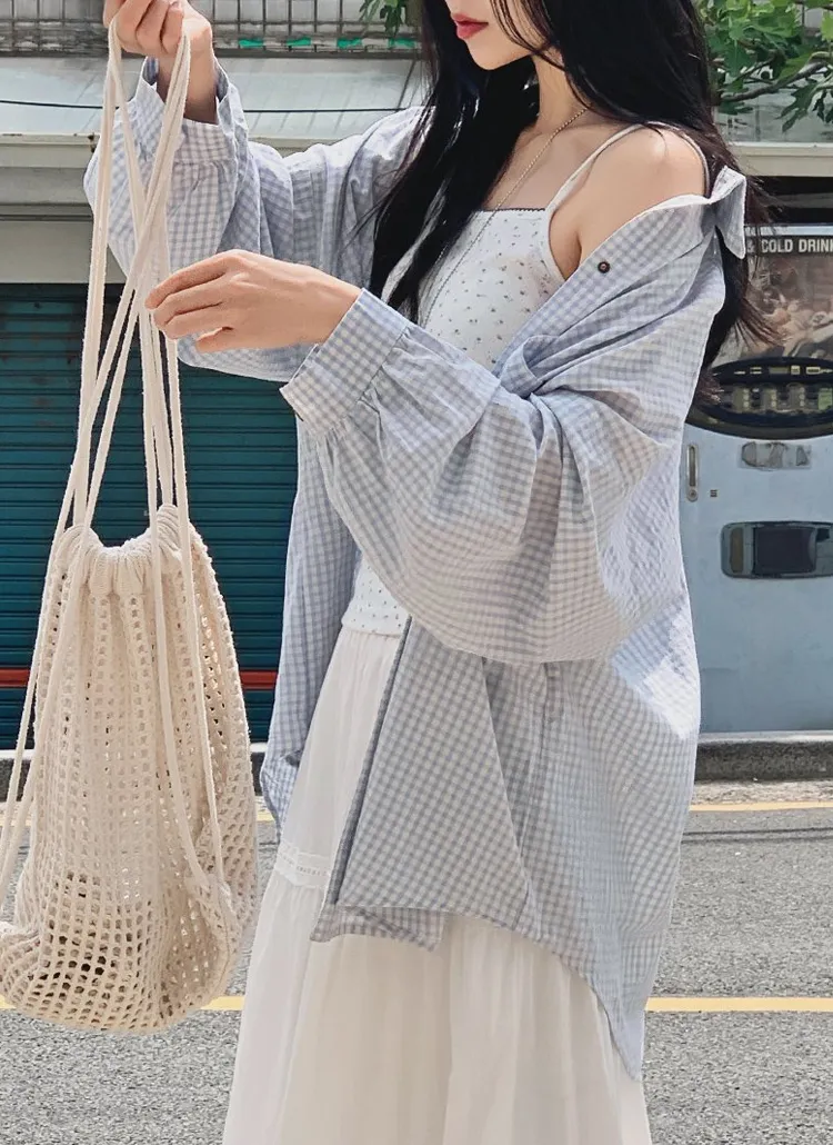 長袖オーバーサイズカラーワンポケットチェックシャツ | hotping | 詳細画像1