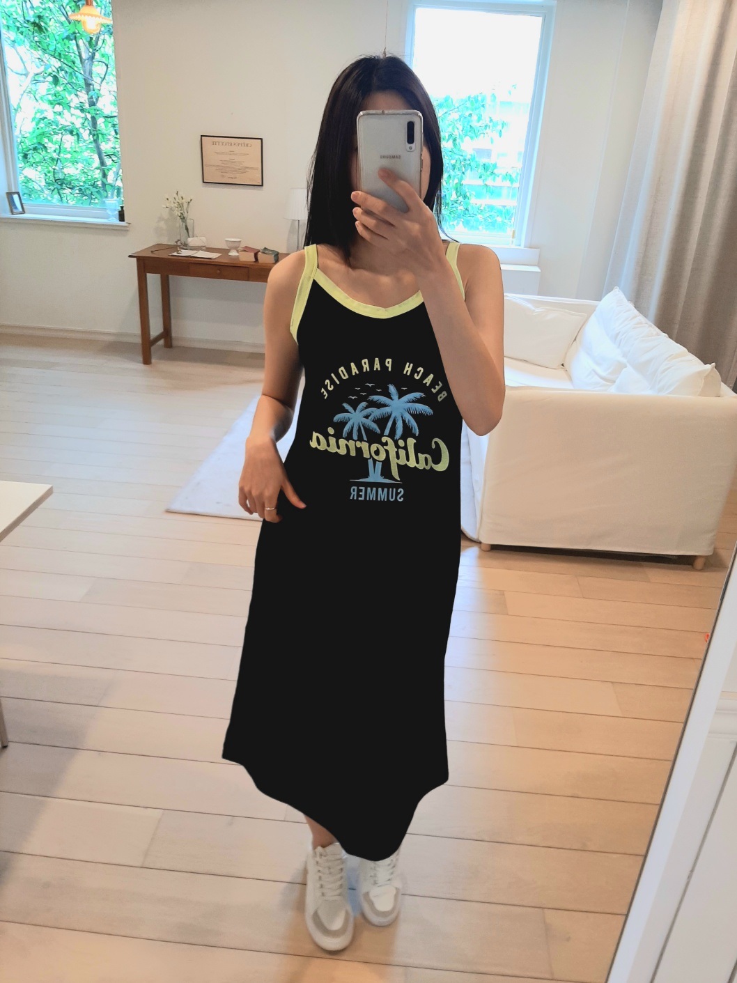 ロングプリント配色夏キャミワンピース | 詳細画像3