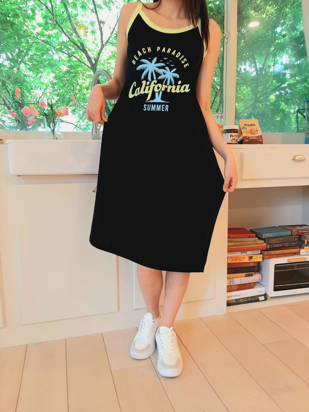 ロングプリント配色夏キャミワンピース | 詳細画像7