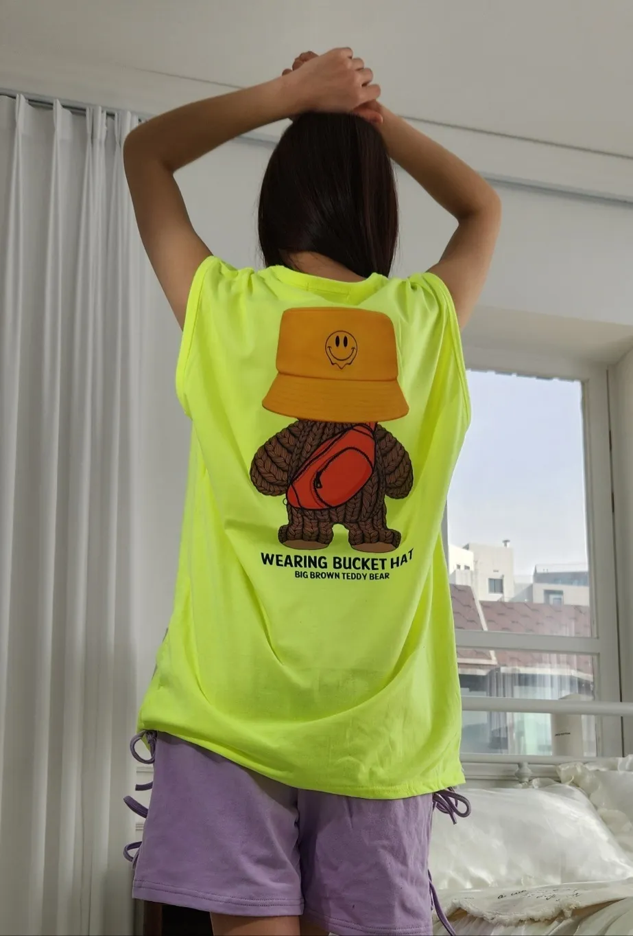 コットンラウンドネックボクシープリントTシャツノースリーブ | 詳細画像1