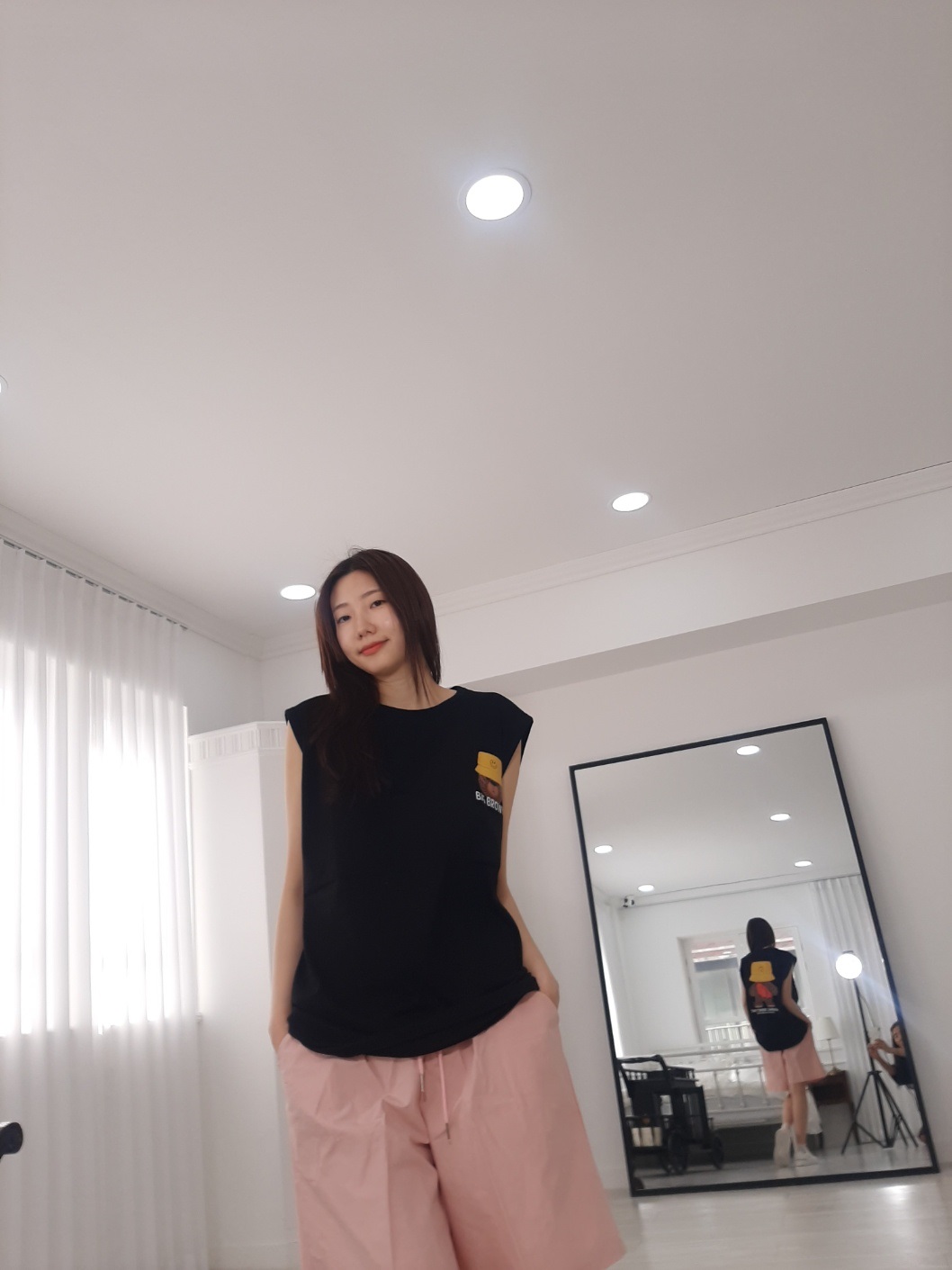 コットンラウンドネックボクシープリントTシャツノースリーブ | 詳細画像3