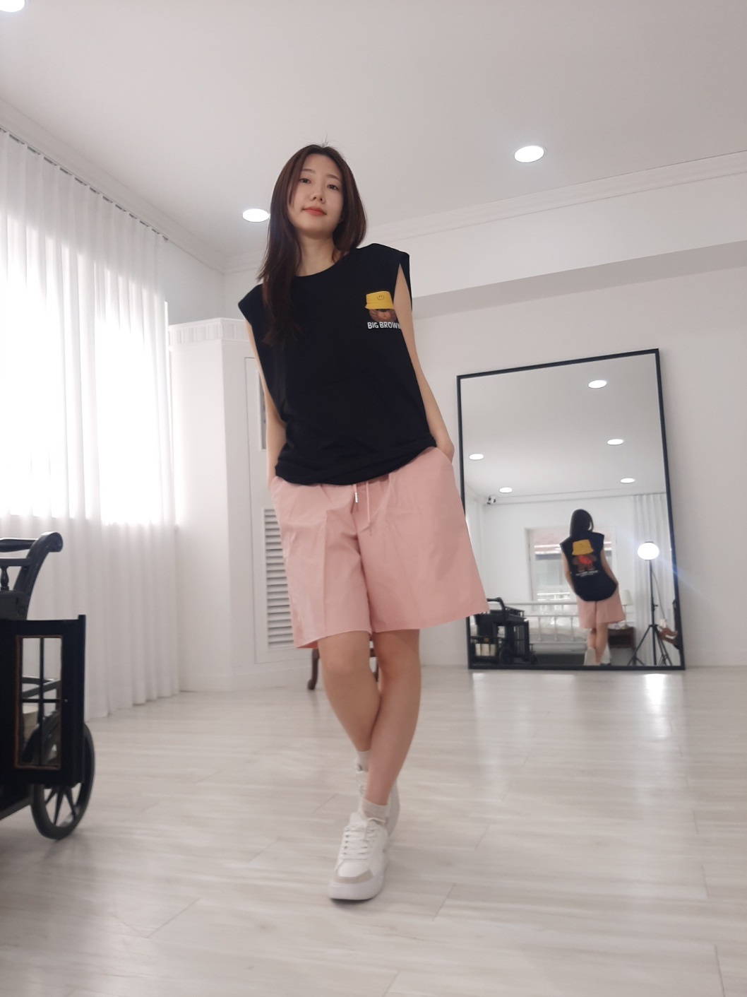 コットンラウンドネックボクシープリントTシャツノースリーブ | 詳細画像4