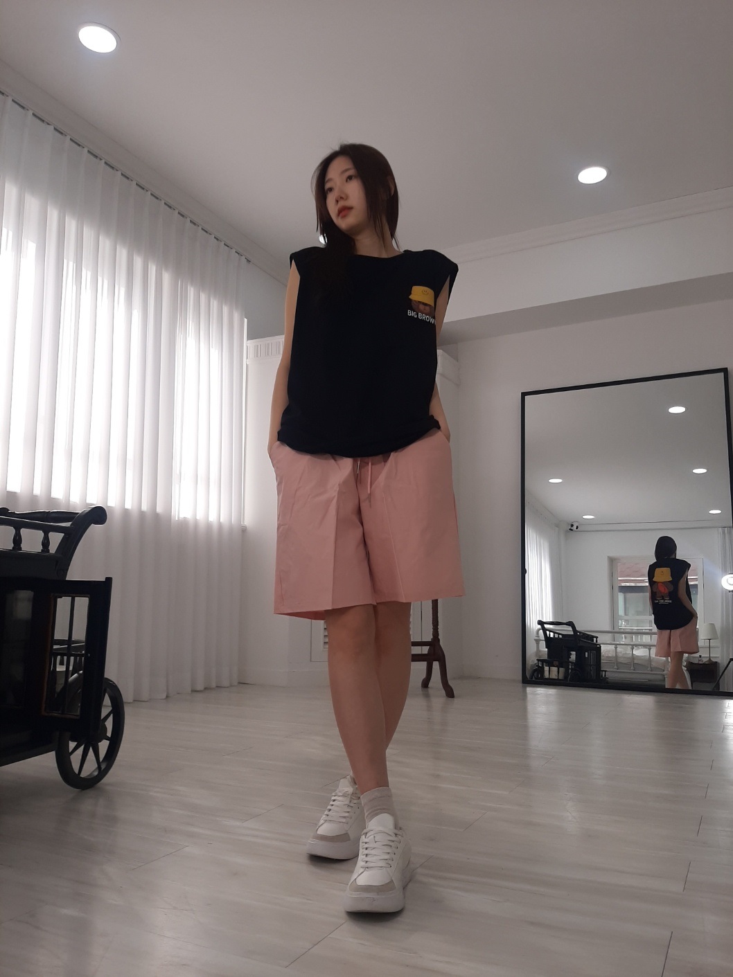 コットンラウンドネックボクシープリントTシャツノースリーブ | 詳細画像6