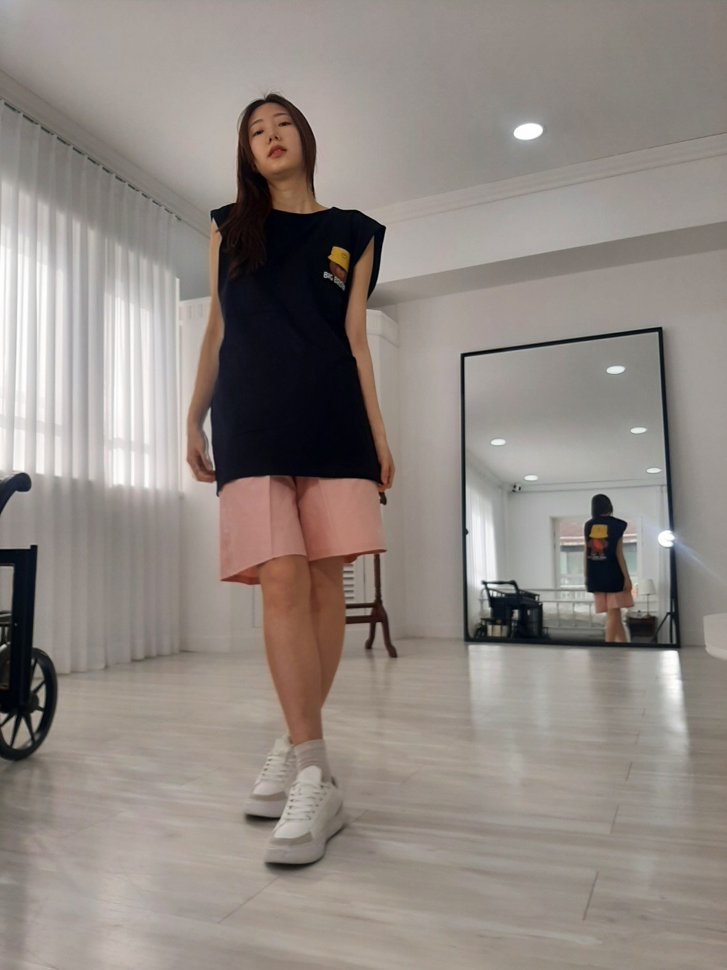 コットンラウンドネックボクシープリントTシャツノースリーブ | 詳細画像8