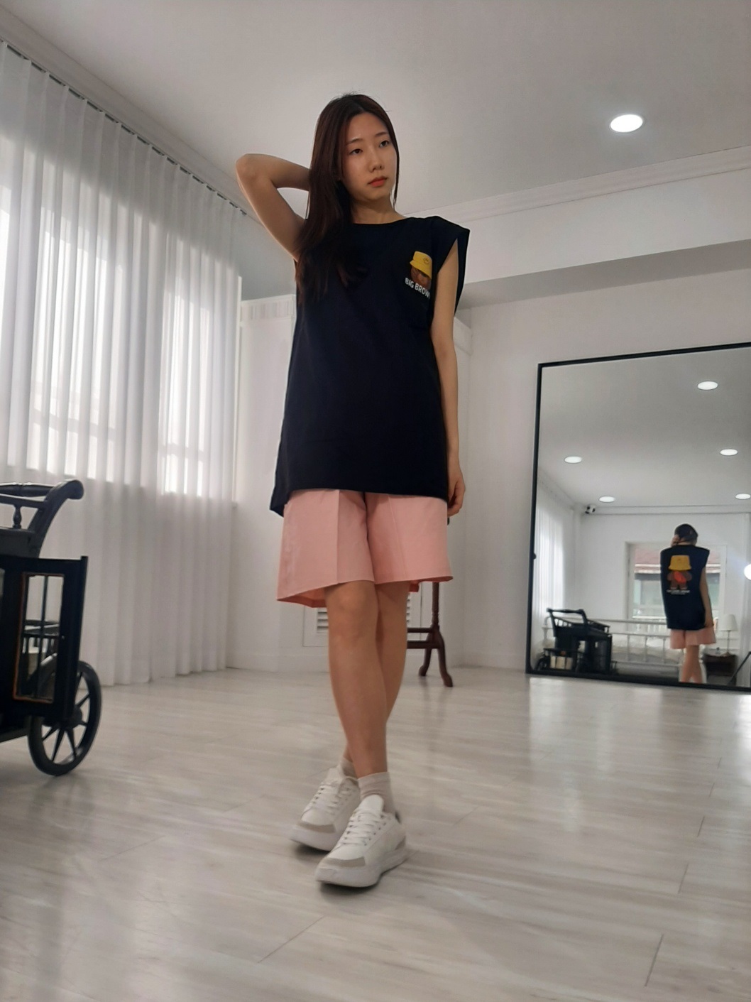 コットンラウンドネックボクシープリントTシャツノースリーブ | 詳細画像9