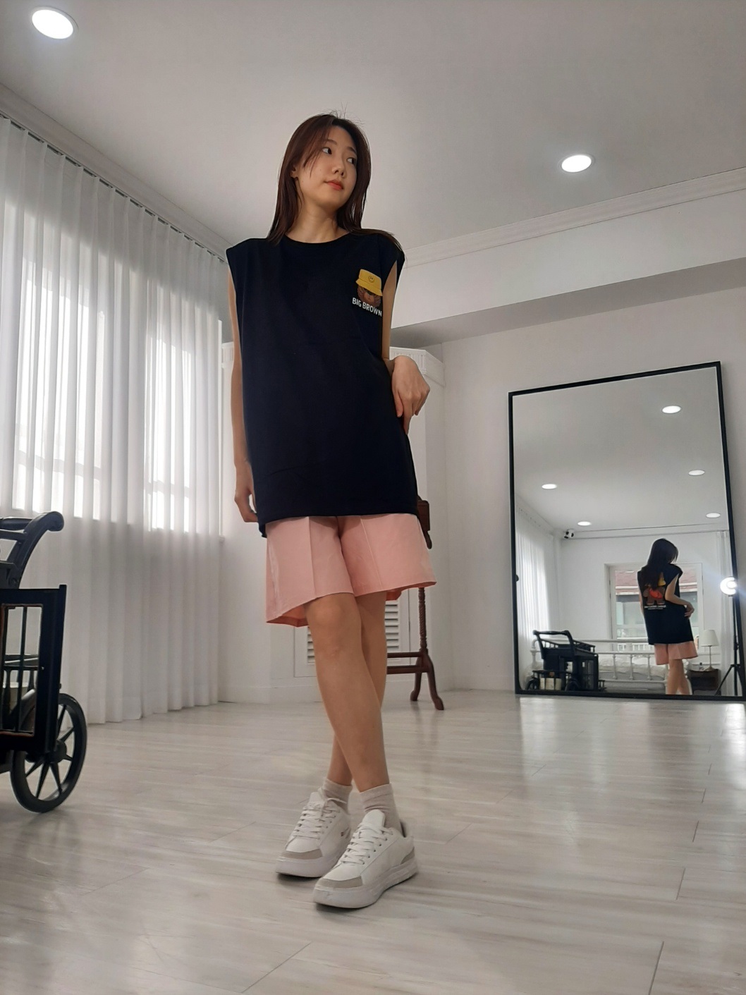 コットンラウンドネックボクシープリントTシャツノースリーブ | 詳細画像10