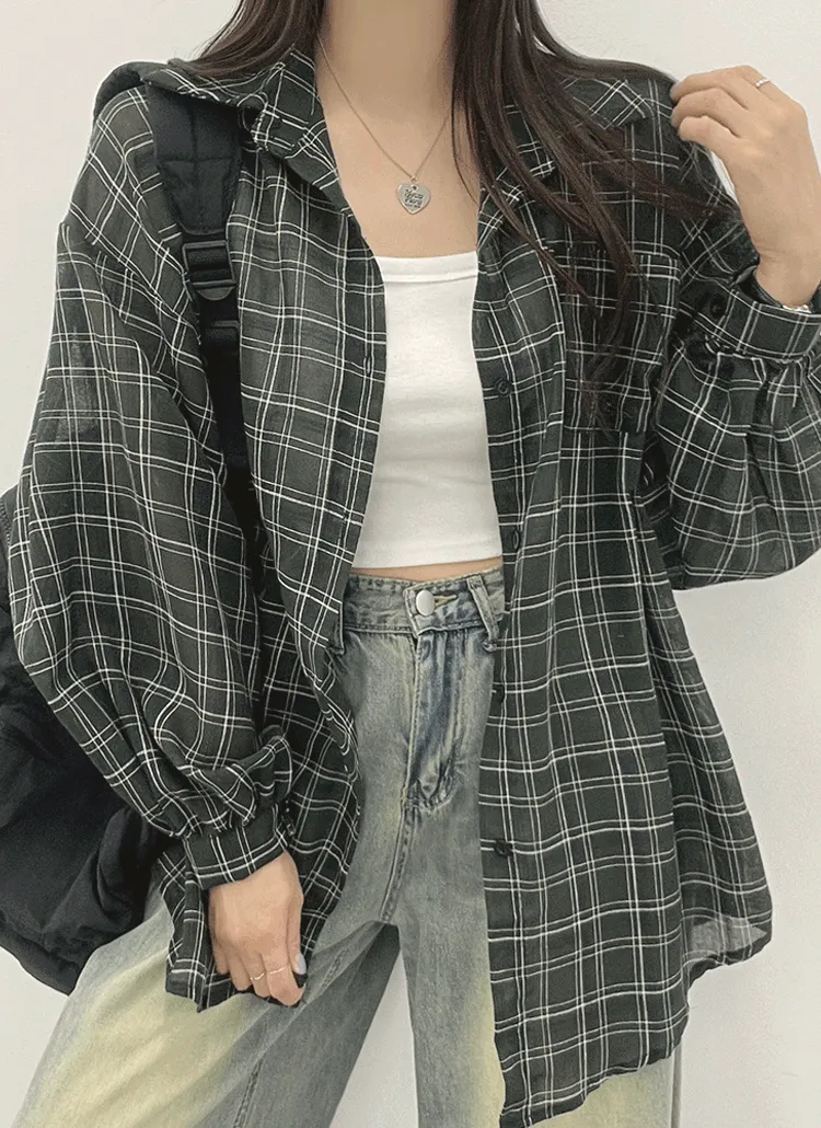 ルーズカラーチェックシャツ | withhuilin | 詳細画像1